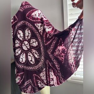 Bohemian Purple and White Tie-Dye cardigan Shawl swim cover